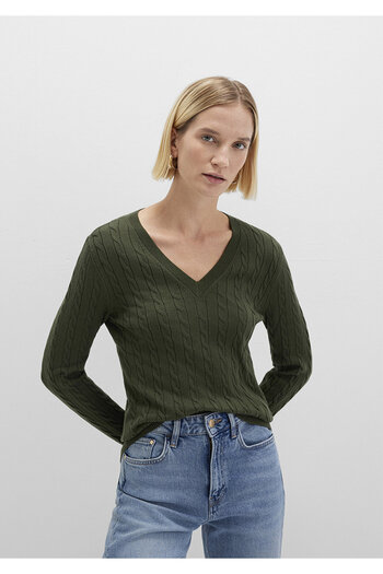 Mavi V Neck Khaki Sweater Slim Fit / Tight Cut 1710340-71551