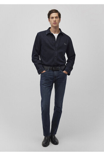 Mavi Roy Lux Чорний Нічний Синій Джинсовий Сорочка Slim Fit / Вузький Крій 0210496-85224