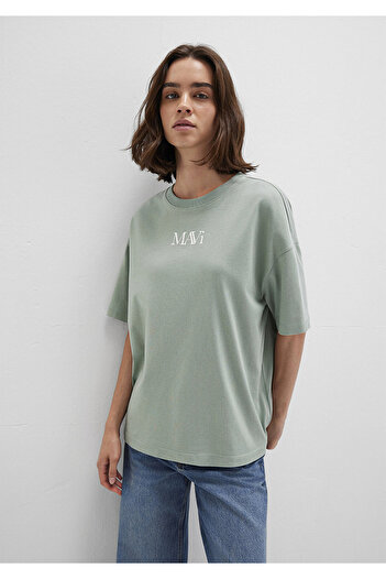 Mavi Grünes T-Shirt mit Logo-Print, Übergröße/weiter Schnitt1611593-71787
