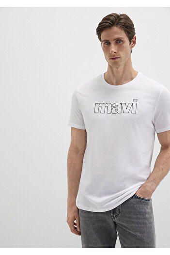 Mavi Weißes T-Shirt mit Logodruck, Slim Fit / Slim Fit 065781-620