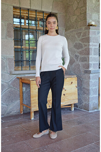 Fatma Atasoy Gabardine Black Flared Trousers