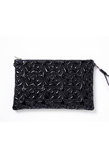 Ecrou Star Patterned Black Portfolio Bag Handbag and Wallet with Strap
