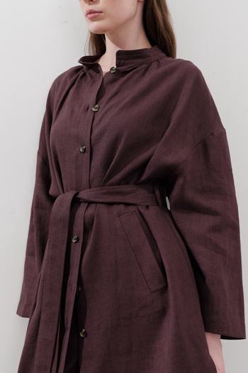 Manuka Linen Belt Long Tunic Plum