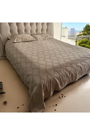 Çeyiz Bahçesi 3 Piece Cappuccino Size Nova Personality Bedspread