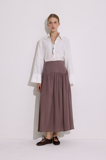 Manuka Modal Ruched Long Skirt Dried Rose