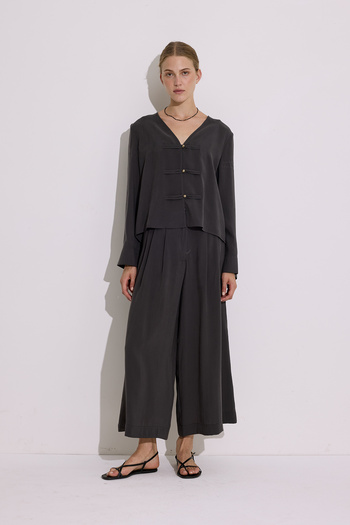 Manuka Modal Pleated Wide Pants Anthracite