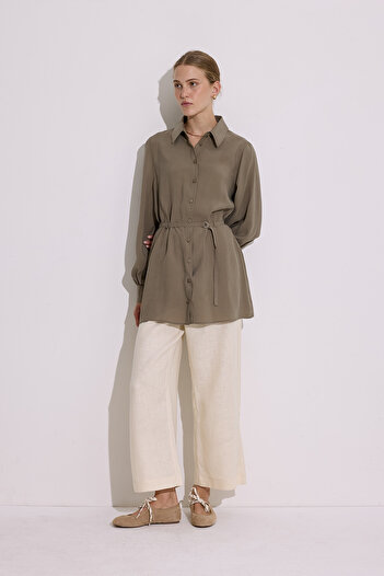 Manuka Modal Belted Shirt Khaki