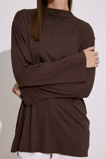 Manuka Drapey Long Sleeve Blouse Brown