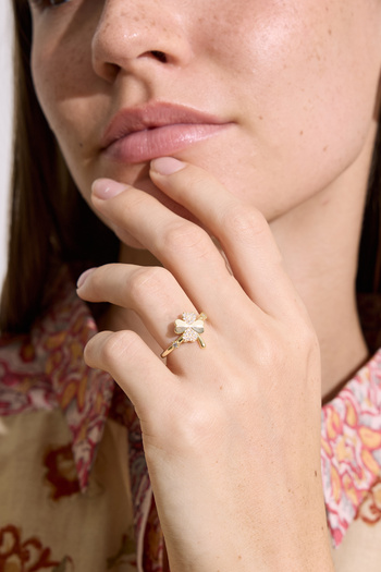 Manuka Clover pattern zircon stone design ring standard