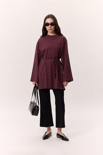 Manuka Oversize Tshirt - Burgundy Colored - Detailed Baglama