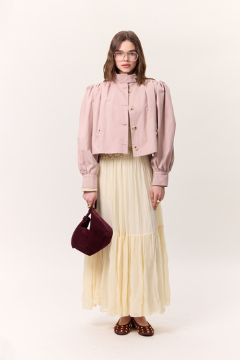 Manuka Crush Pleated Long Skirt Vanilla