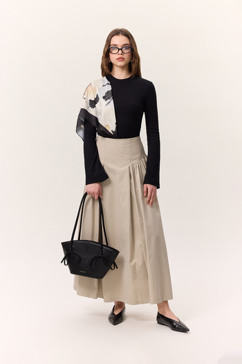 Manuka Gathered Gabardine Skirt Sand