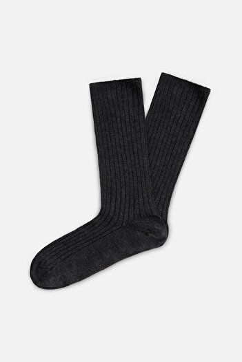 Manuka Anthracite Long Ribbed Socks