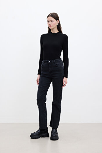Manuka Black Flare Jean Trousers - High Waist