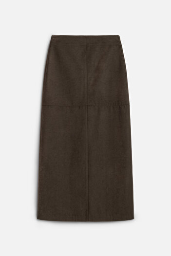 Manuka Bitter Brown Faux Leather Skirt