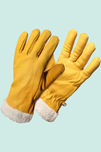 PayBuy Furry Leather Gloves Winter Thermal Insulated Shd Suitable for Air Inside Thermal Lining Backing Protective