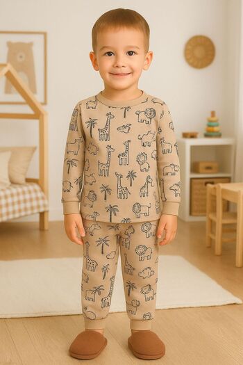 BEBEĞİME ÇORAP Long Sleeve Patterned Boys' Pajamas Set