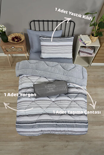 Sudemhome Single Double Sided Luxury Welsoft Elite Quilt Soft Fleece Quilt and Pillow Case Tasel Gray