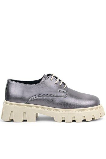 Rakerplus Πλατίνα Γνήσιο Δερμάτινο Lace-Up Girls Oxford School Shoes