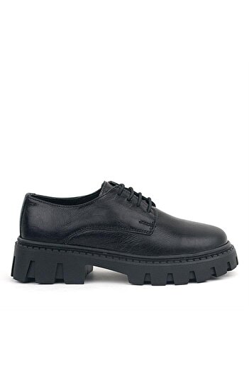 Rakerplus Black Crinkled Patent Leather Genuine Leather Lace-Up Girls Oxford School Shoes