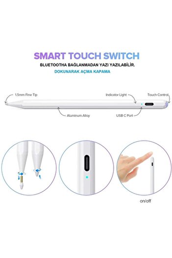 Covpor Apple iPad 11. NESİL A16 ve 10.NESİL 10.9 Uyumlu Flip Kılıf Gri + Bluetoothlu Klavye Mouse + Kalem