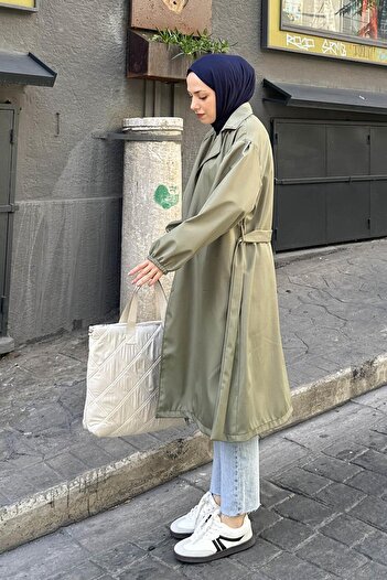 lamelif Χακί Τρεντσίκοτ - Ελαστική λεπτομέρεια στο μανίκι