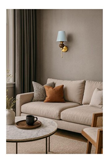 DEDE Single Perge Sconce Natural Wood Bulk Aged Painted with Cream Hat