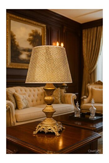 DEDE Lamp Base Antique Static Painted Brown Rattan with Hat