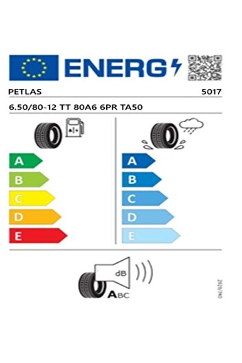 Petlas 6.50/80-12 TT 80A6 6PR TA50 Çapa Makinesi Lastiği (Üretim Tarihi:2025)