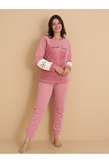 Wordex Fwn 3012 Peluş Welsoft Polar Kışlık Yumoş Kadın Pijama Takımı