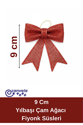 CANVELA 2 Pieces 9 cm Christmas Pine Tree Bow Ornaments Gift Wrapping and Door Decoration Ornament