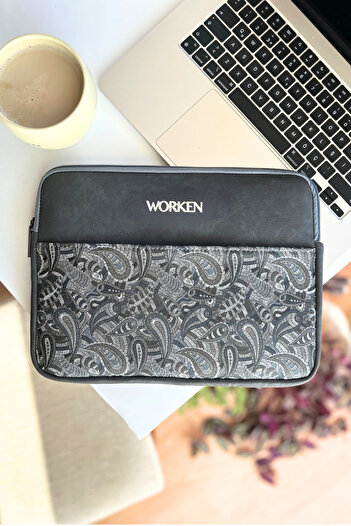 worken 11 Inch Tablet Case Cement Ipad, Galaxy, Lenovo, Huawei 31.5X23X2 cm Vegan Leather Shawl Gray