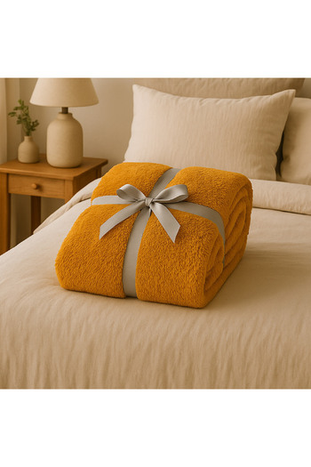 Elega Decor Sherpa Blanket – Single (150x200 cm) Orange Ultra-Soft Sherpa Fleece All-Season