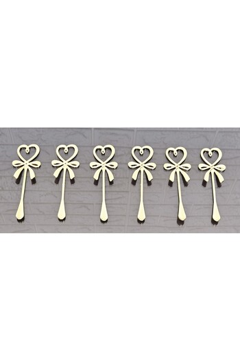 atabey home 6 Adet Gold Fiyonk Desen Kalp Çay-Kupa-Fincan Kaşığı