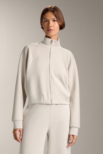 Oysho High-collar striped jacket with soft-touch modal