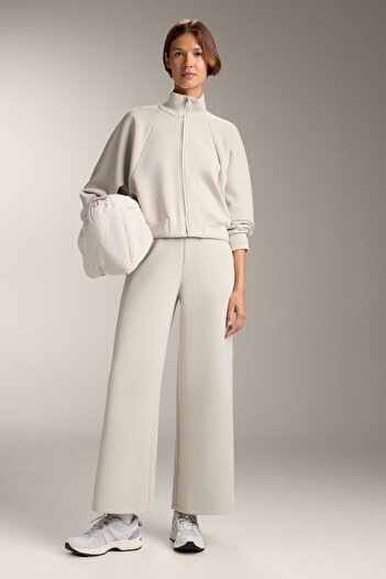 Oysho High-collar striped jacket with soft-touch modal