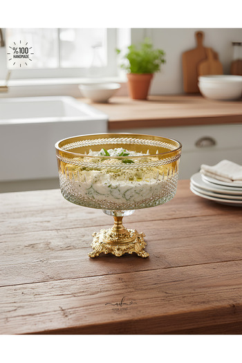 AKDEN STORE Crystal Decor Colored Glass Bowl / Tableware Presentation Bowl / Salad Bowl