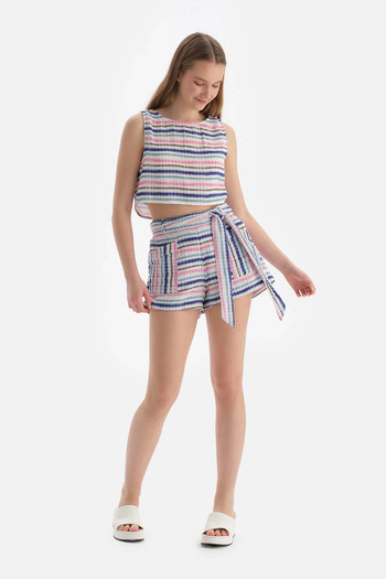 Dagi Pink-Blue Muslin Shorts