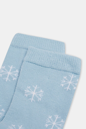 Dagi Light Blue Snowflake Patterned Socks