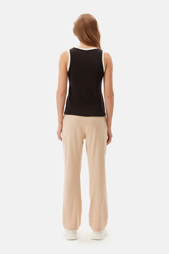 Dagi Black Tank Top with Contrast Garnish