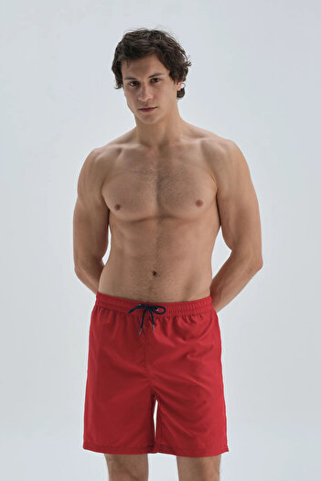 Dagi Red Micro Medium Plain Swim Shorts