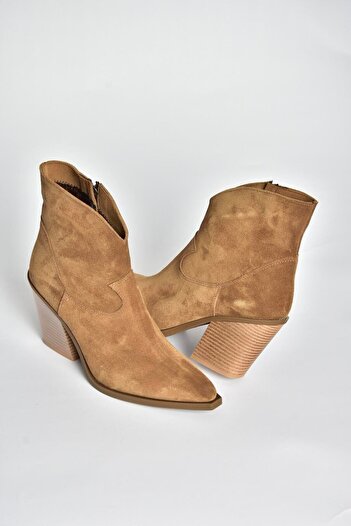 Fox Shoes V654081902 Γνήσιο δέρμα σουέτ με χοντρό τακούνι Western Cowboy γυναικείες μπότες