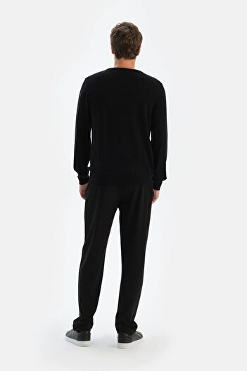 Dagi Men's Bis Collar Black Cashmere Knitwear