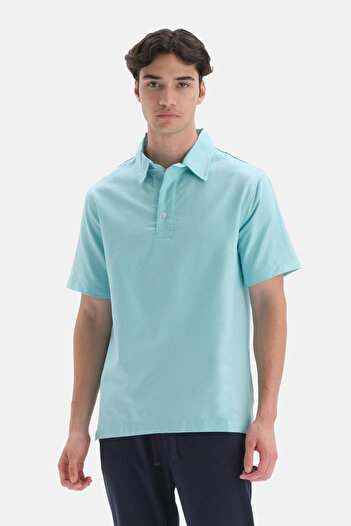 Dagi Green Cotton Polo Neck T-Shirt
