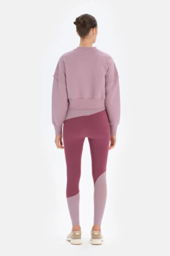 Dagi Lilac Women's Quilted Crop Sweatshirt