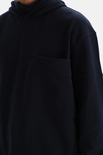 Dagi Lacivert Cep Detaylı Kapüşonlu Sweatshirt