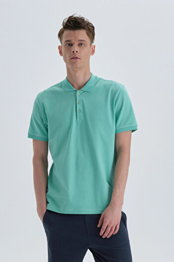 Dagi Mint Cotton Polo Neck Mint T-Shirt