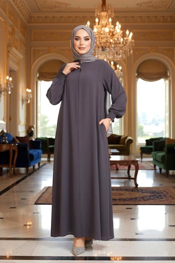 Neva Style Smoked Hijab Ferace - Φερμουάρ, Μοντέλο 45287FU