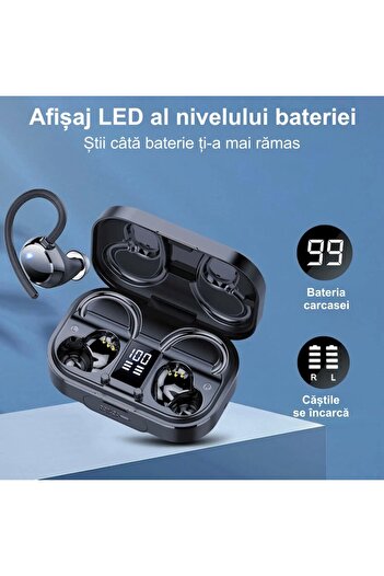OEM TWS Bluetooth 5.4 sports headphones, ear hook, IPX7 waterproof, touch control, LED indicator