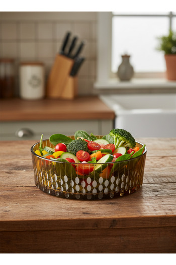 AKDEN STORE Crystal Decor Glass Bowl, Presentation Bowl, Salad Bowl